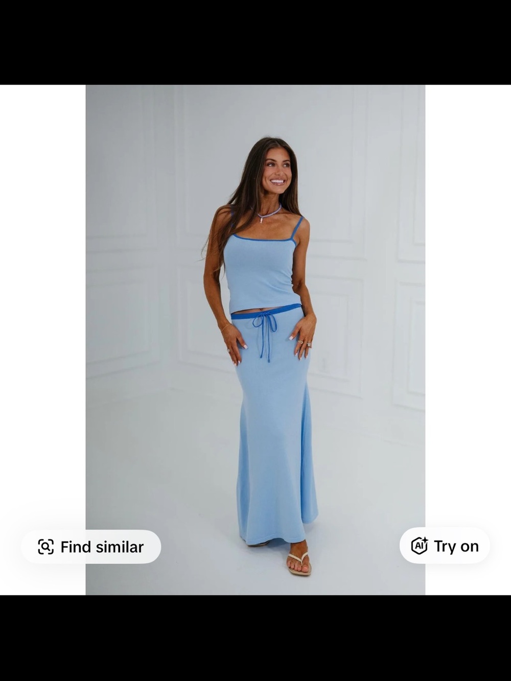 Blue tank and skirt set - Picture 2 of 2